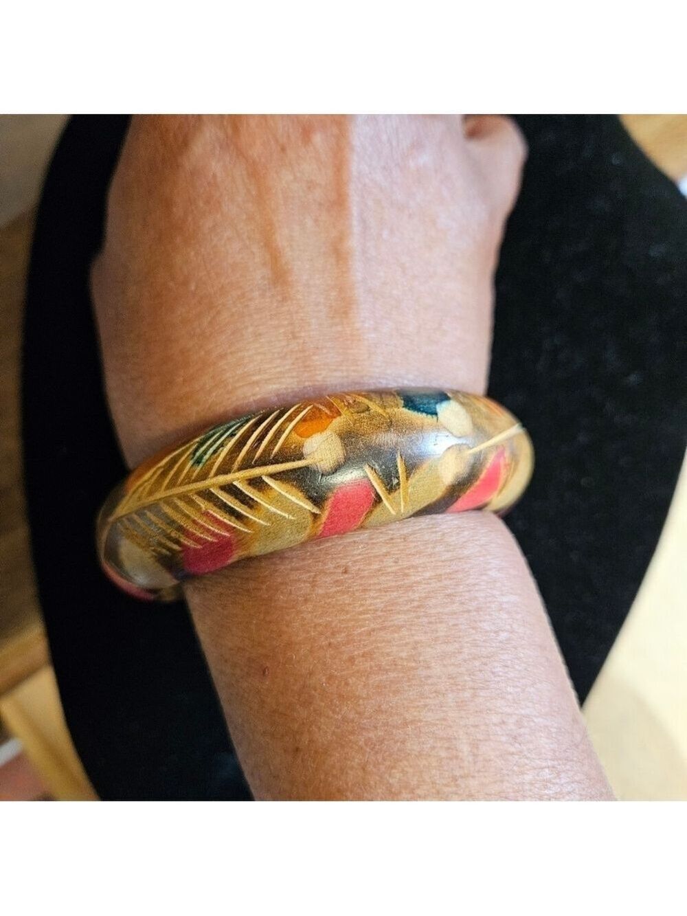 Vintage Wood Multi-coloured Handmade Bracelet